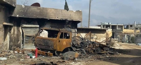 آليات العدو التركي المدمرة في الهجوم الأخير على جبهة النيرب بريف إدلب