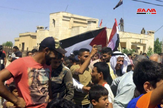 أهالي قرية حامو بريف القامشلي ينظمون وقفة وطنية احتجاجية ضد قوات الاحتلال الأمريكي والتركي ورفضاً لـ 