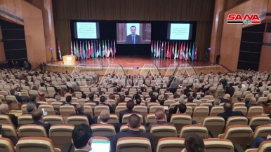 من التحضيرات لافتتاح المؤتمر الدولي حول عودة اللاجئين في قصر الأمويين