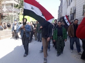 مظاهرات في بلدات حمورية و كفر بطنا وحزة وسقبا وجسرين ضد الارهابيين بالغوطة الشرقية  