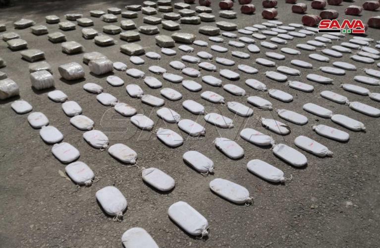 ضبط ذخائر من مخلفات الإرهابيين في مزارع دوما واحباط عملية تهريب مخدرات وصواعق وقنابل