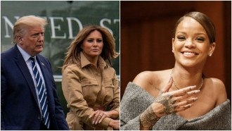 ريهانا تسخر من رفض ميلانا إمساك يد ترامب