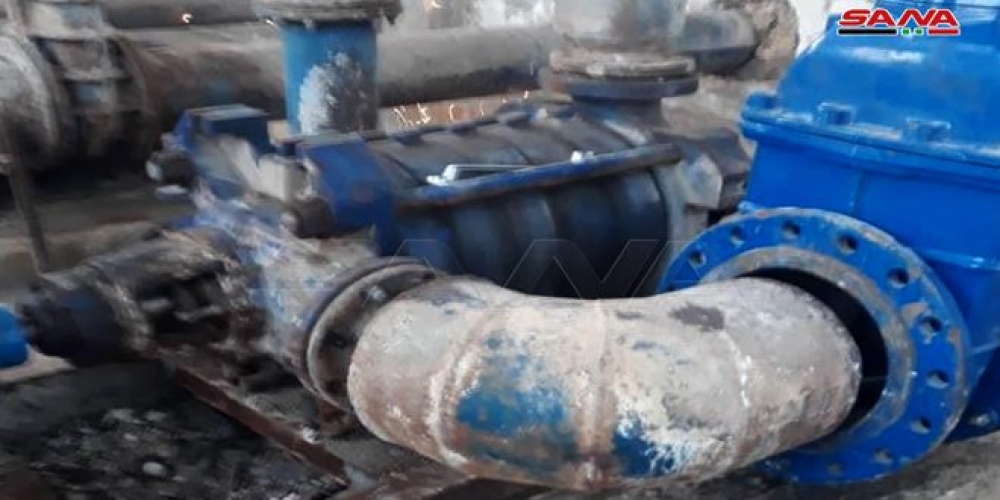 بدء الضخ التجريبي لمياه الشرب في الشبكة الرئيسة بخان شيخون المحررة   