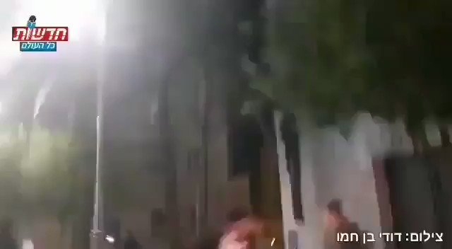 لحظة هروب الاسرائيلين إلى الملاجئ جراء إطلاق الصاروخ السوري على هدف إسرائيلي