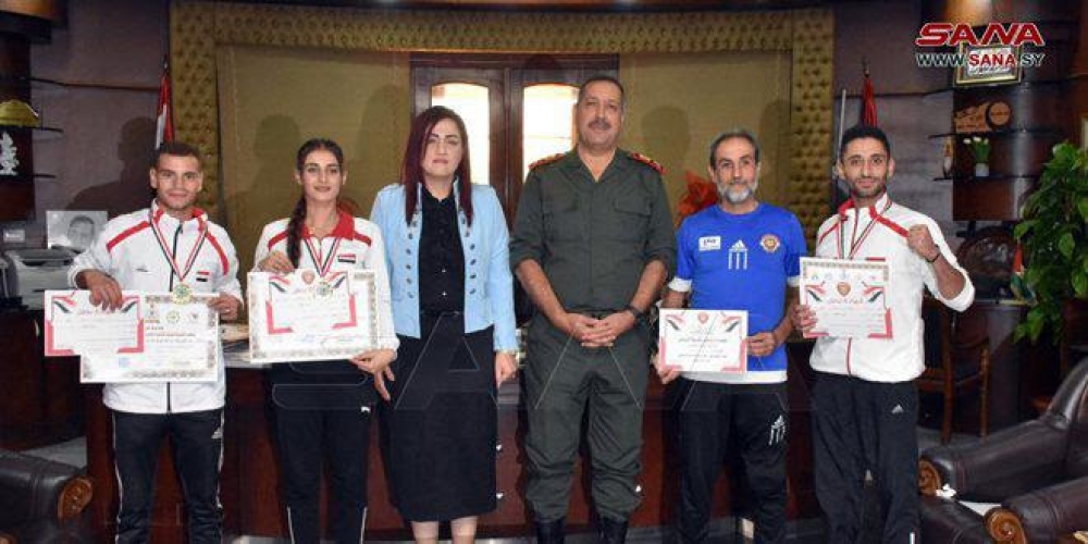 نادي شرطة حماة يكرم 3 لاعبين من أبطال العرب ب/ الكيك بوكسينغ /