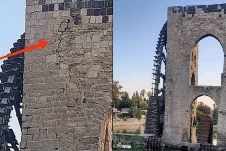 الفنان مصطفى الخاني يحذر من انهيار إحدى نواعير حماة