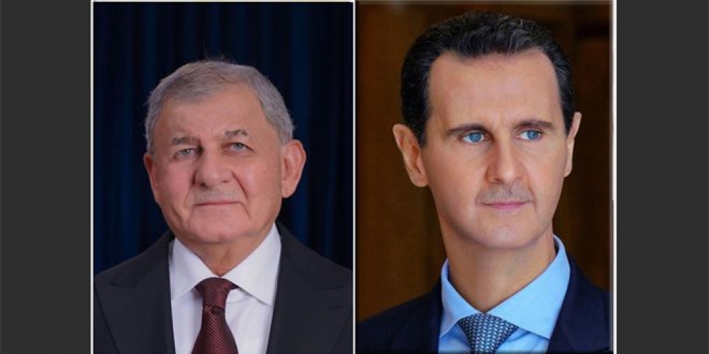 الرئيس الأسد يتلقى برقية تعزية من الرئيس العراقي بشهداء الكلية الحربية