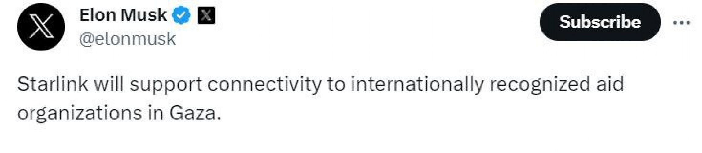 ايلون ماسك يزود منظمات الإغاثة في غزة بإنترنت فضائي