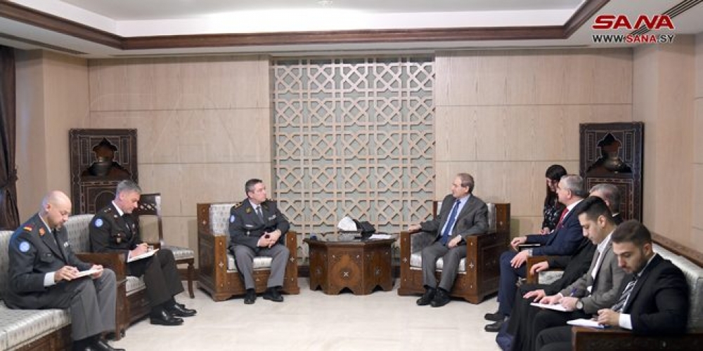 الدكتور فيصل المقداد يلتقي اللواء باتريك غوشات، رئيس البعثة في لجنة الأمم المتحدة لمراقبة الهدنة (الأنتسو) والوفد المرافق له.