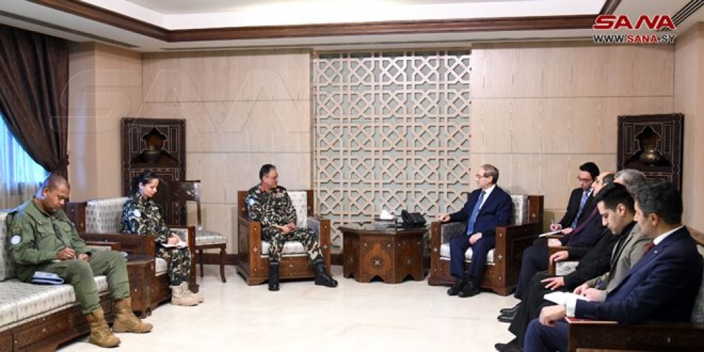 المقداد يستقبل قائد الأندوف: ضرورة تدخل الأمم المتحدة لوقف ممارسات الاحتلال بحق أبناء الجولان السوري المحتل