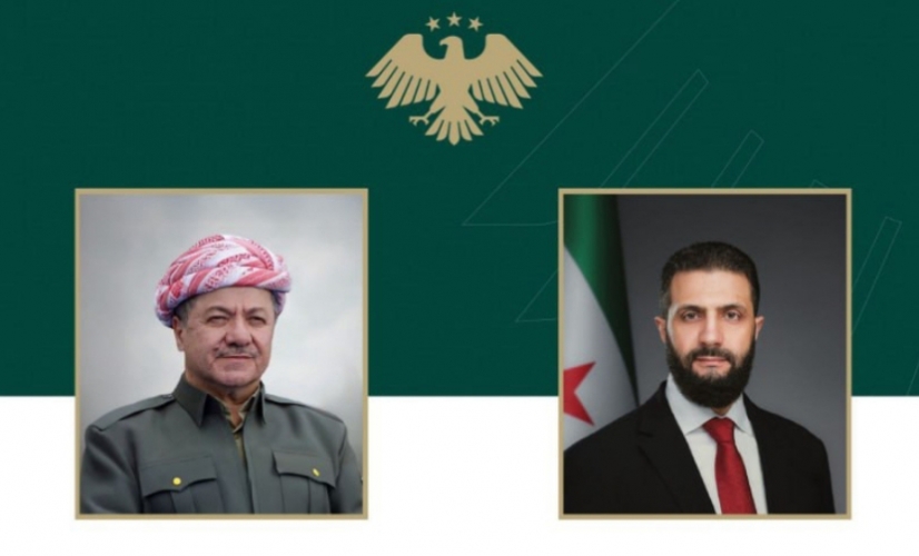 الشرع يؤكد لمسعود بارزاني أن الأكراد مكون أصيل وجزء لا يتجزأ من النسيج الوطني السوري