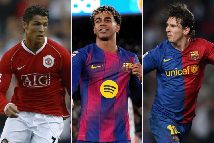 لامين جمال يتفوق على ميسي ورونالدو في أول 100 مساهمة تهديفية