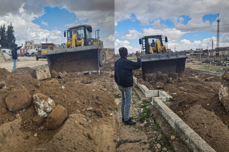 سلمية تبدأ بإزالة السواتر الترابية وترحيل الأنقاض من مداخل المدينة 