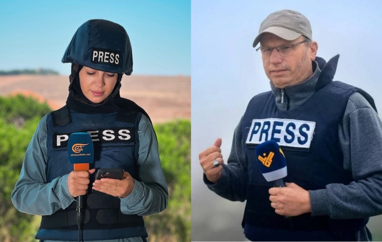 استشهاد مراسل شبكة الميادين فاطمة فتوني ومراسل المنار علي شعيب بعدوان إسرائيلي جنوب لبنان