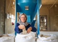 مؤسسة الآغا خان تركب جاروشة أعلاف في قرية أم الطيور بحماة لدعم مربي الثروة الحيوانية 